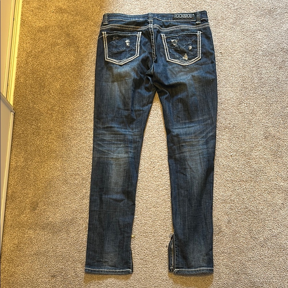 Rock and Roll Denim Skinny Straight with Ankle Zip
